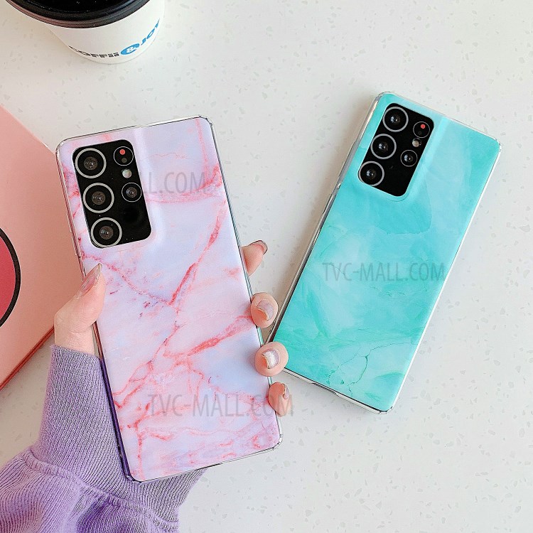 Marble Pattern Matte TPU Phone Case Cover for Samsung Galaxy S21 Ultra 5G - Pink-5