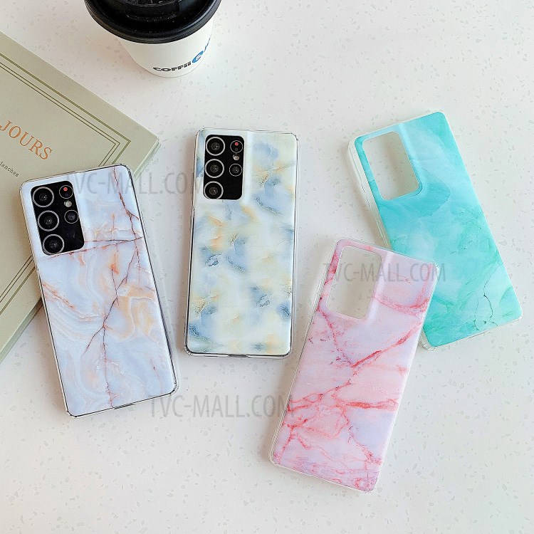 Marble Pattern Matte TPU Phone Case Cover for Samsung Galaxy S21 Ultra 5G - Pink-7