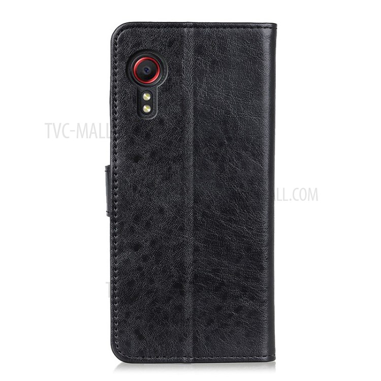 Wallet Stand Design Crazy Horse Texture Leather Shell Phone Covering for Samsung Galaxy Xcover 5 - Black-3