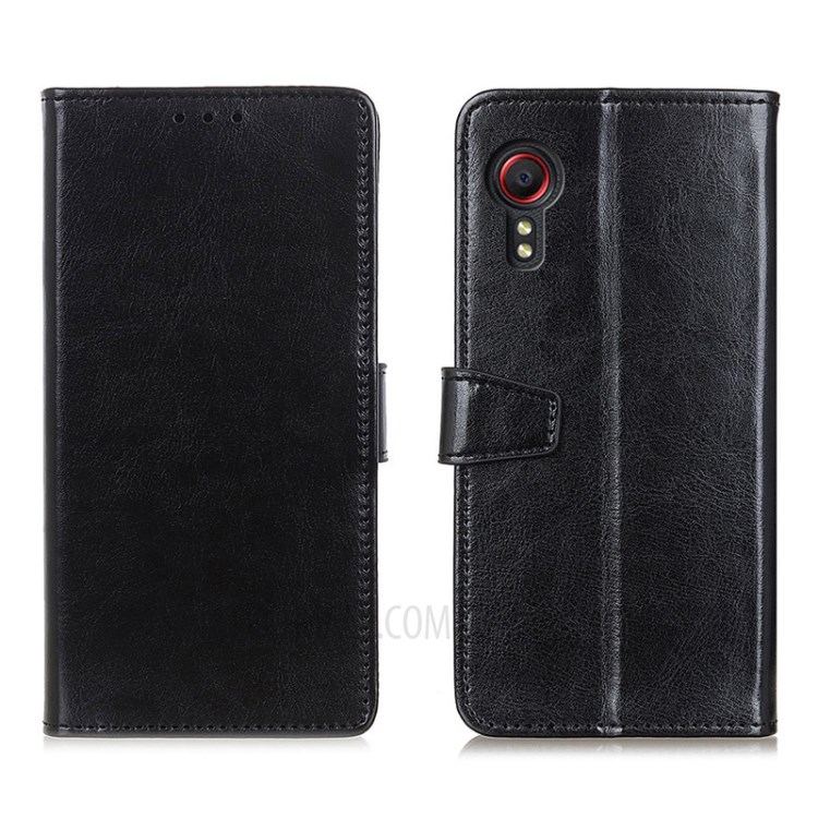 Wallet Design Full Protection Leather Phone Stand Cover Case for Samsung Galaxy Xcover 5 - Black-1