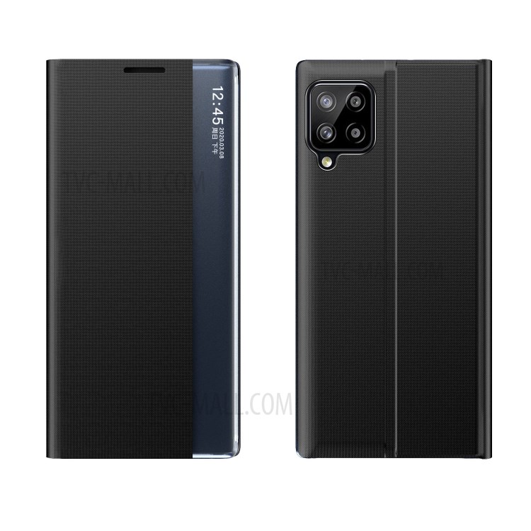 View Window Auto-absorbed Flip Leather Stand Protector Shell for Samsung Galaxy F62 / M62 - Black-1