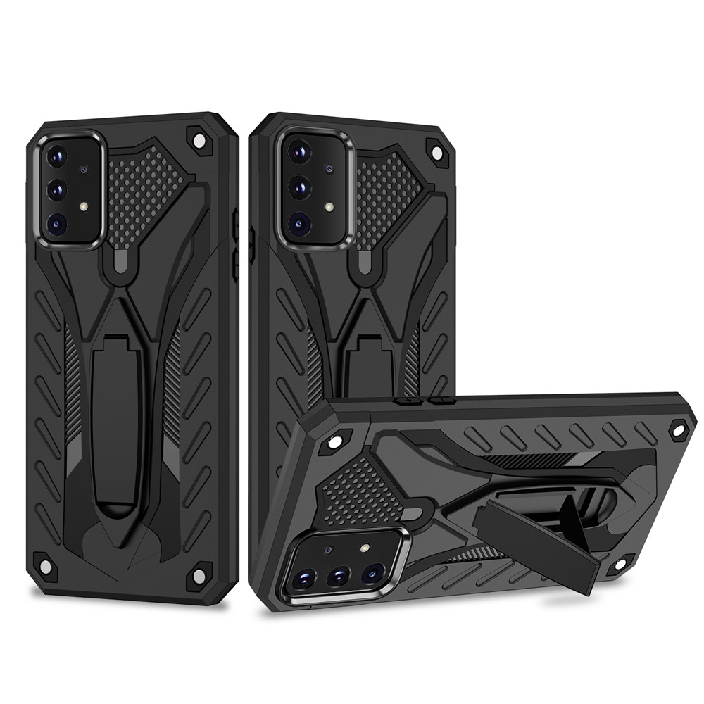 Phantom Knight Style TPU PC Protector Shell Kickstand Cover for Samsung Galaxy A52 5G / 4G - Black-1