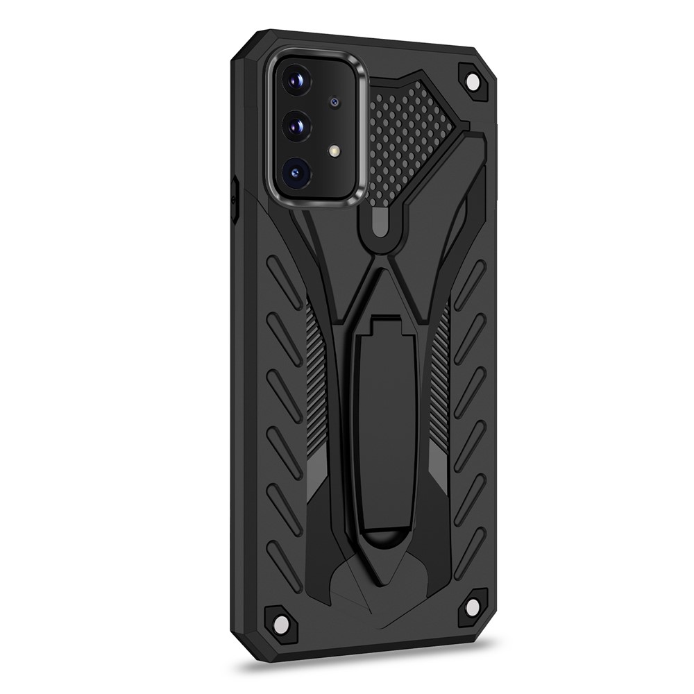 Phantom Knight Style TPU PC Protector Shell Kickstand Cover for Samsung Galaxy A52 5G / 4G - Black-3