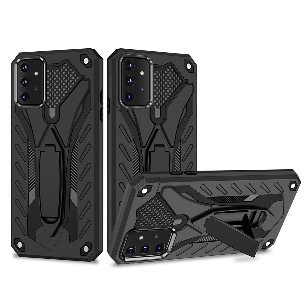 Phantom Knight Style TPU PC Protector Shell Kickstand Cover for Samsung Galaxy A72 5G / 4G - Black-1