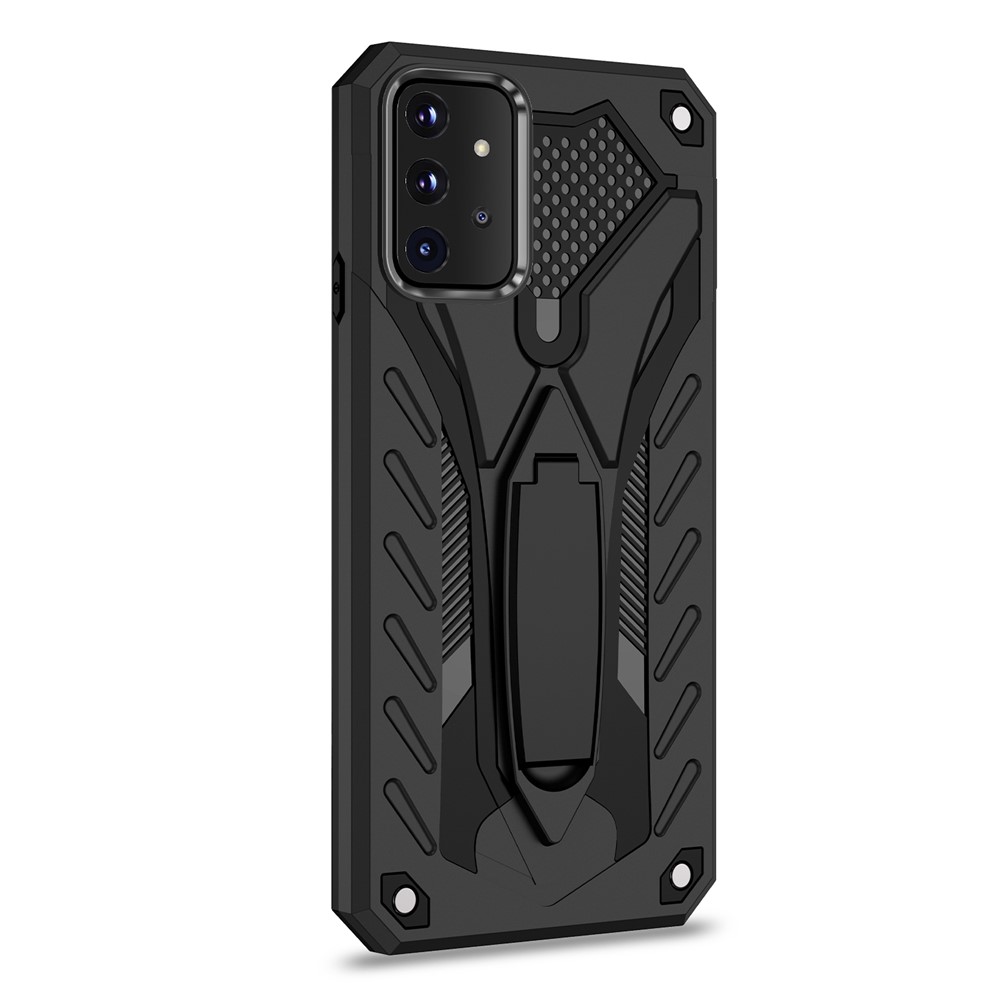 Phantom Knight Style TPU PC Protector Shell Kickstand Cover for Samsung Galaxy A72 5G / 4G - Black-3