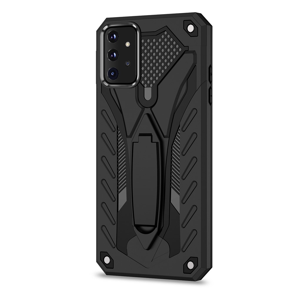 Phantom Knight Style TPU PC Protector Shell Kickstand Cover for Samsung Galaxy A72 5G / 4G - Black-4