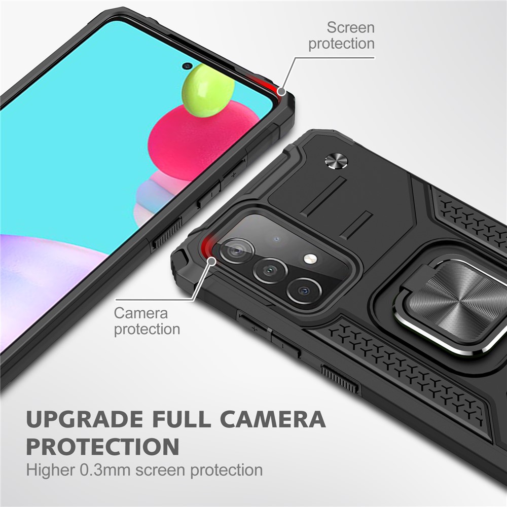 Ring Kickstand with Metal Sheet Detachable TPU PC Cover for Samsung Galaxy A52 5G / 4G - Black-2