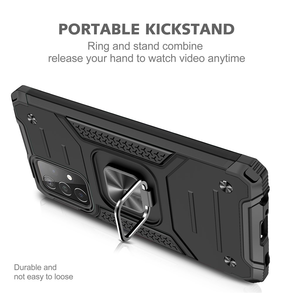 Ring Kickstand with Metal Sheet Detachable TPU PC Cover for Samsung Galaxy A52 5G / 4G - Black-4