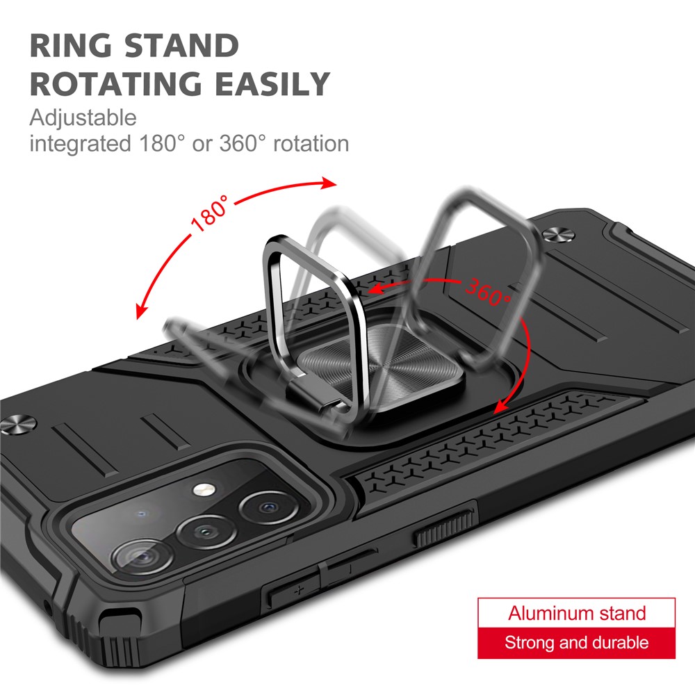Ring Kickstand with Metal Sheet Detachable TPU PC Cover for Samsung Galaxy A52 5G / 4G - Black-5