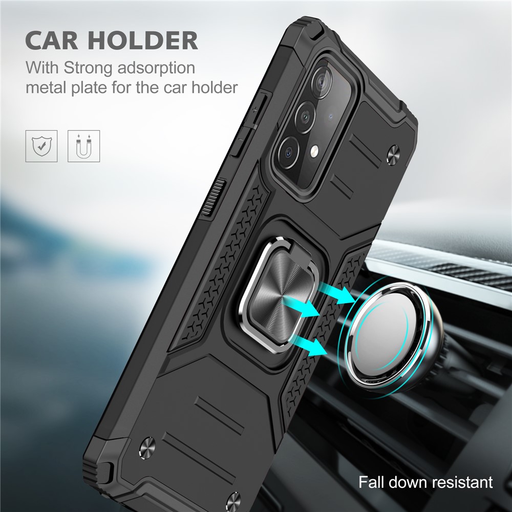 Ring Kickstand with Metal Sheet Detachable TPU PC Cover for Samsung Galaxy A52 5G / 4G - Black-6