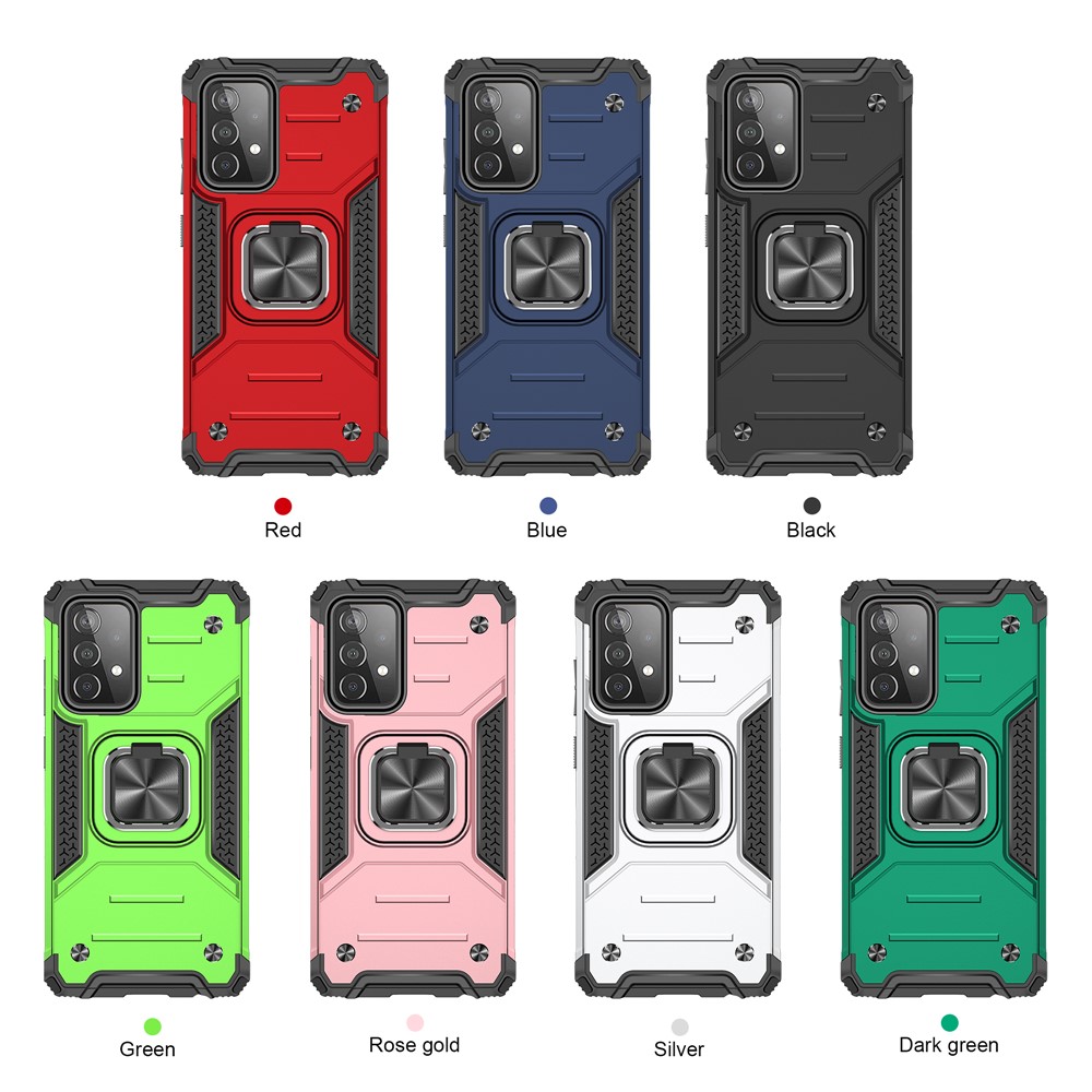 Ring Kickstand with Metal Sheet Detachable TPU PC Cover for Samsung Galaxy A52 5G / 4G - Black-8