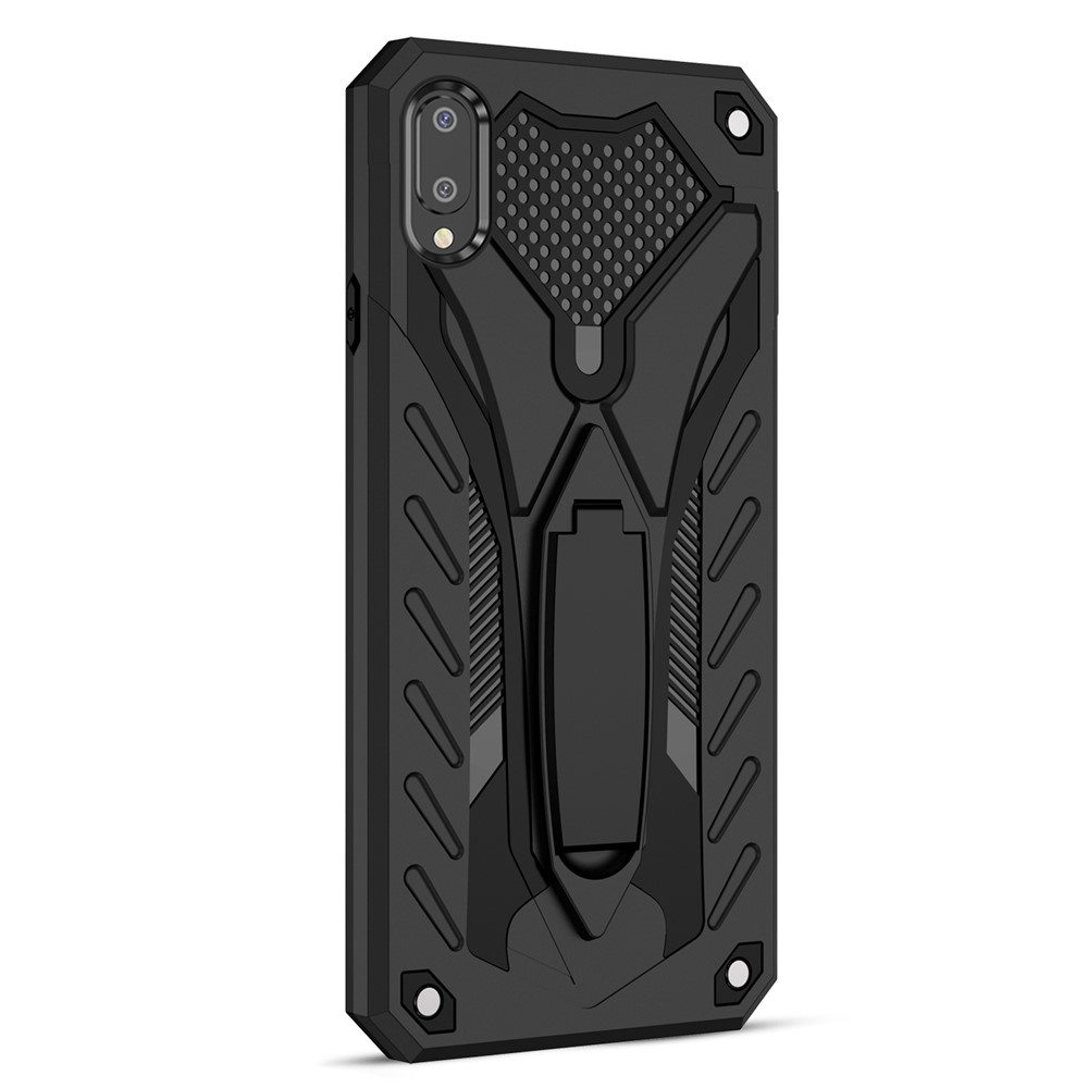 Phantom Knight Style TPU PC Protector Shell Kickstand Cover for Samsung Galaxy A02 / M02 - Black-3