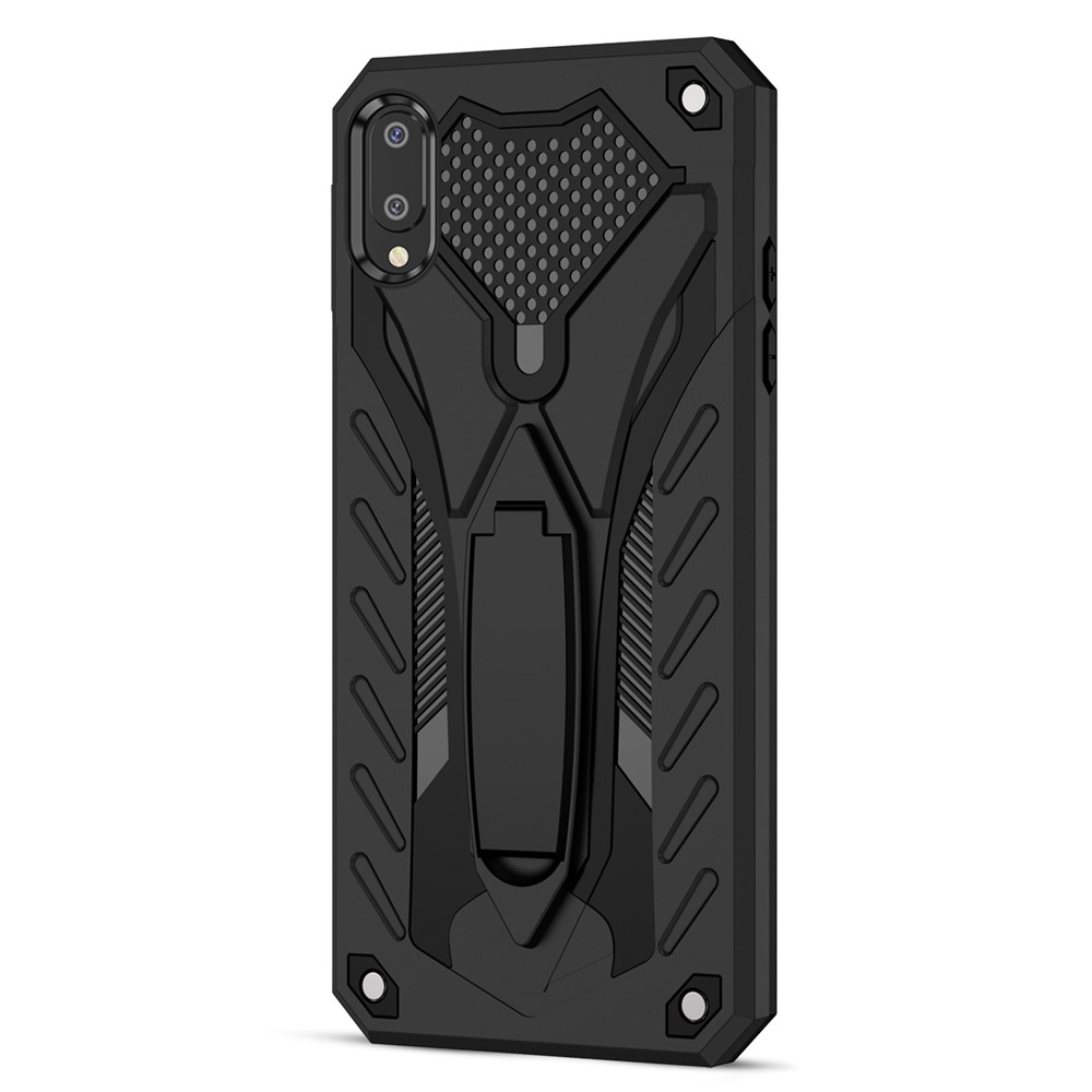 Phantom Knight Style TPU PC Protector Shell Kickstand Cover for Samsung Galaxy A02 / M02 - Black-4