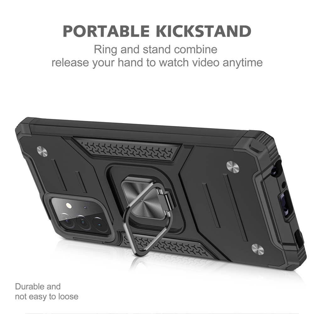 Ring Kickstand with Metal Sheet Detachable TPU PC Cover for Samsung Galaxy A72 5G / 4G - Black-4