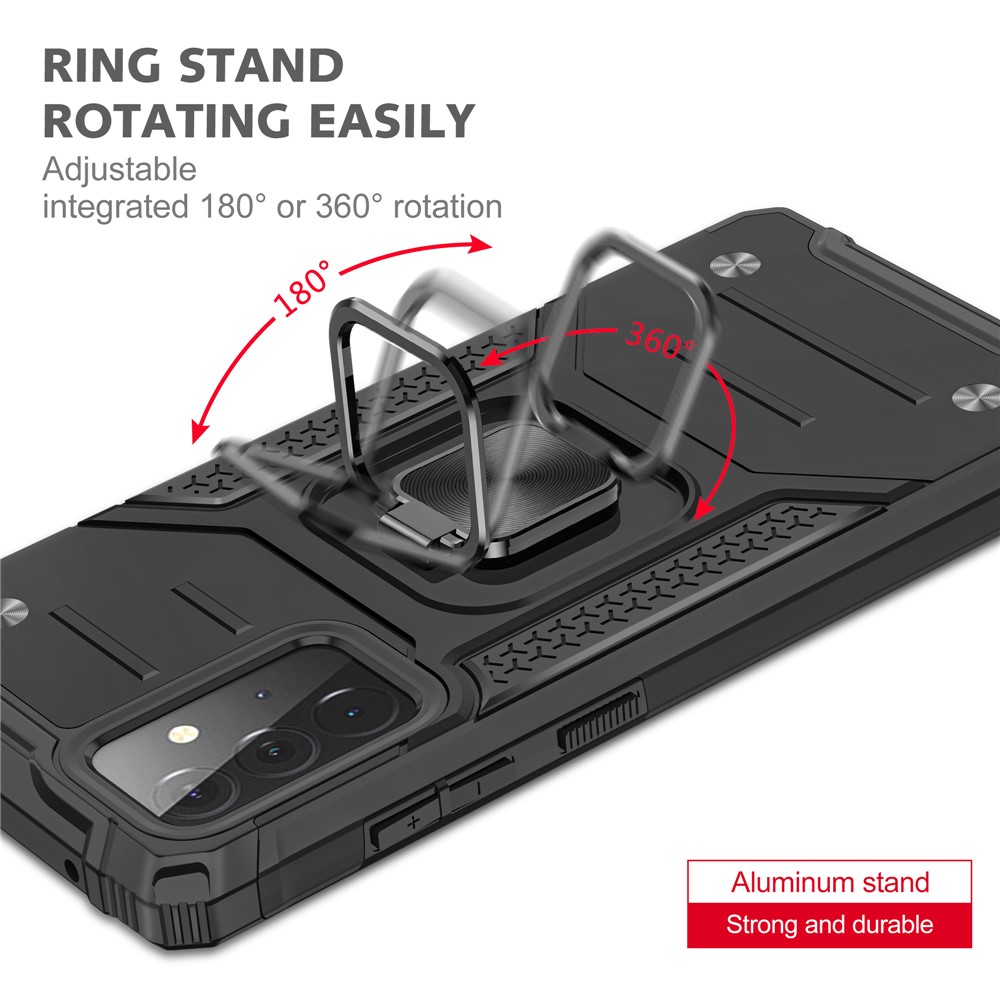 Ring Kickstand with Metal Sheet Detachable TPU PC Cover for Samsung Galaxy A72 5G / 4G - Black-5