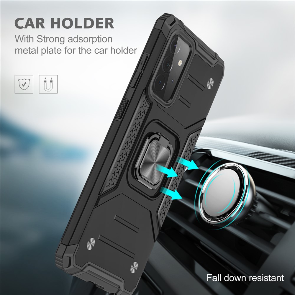 Ring Kickstand with Metal Sheet Detachable TPU PC Cover for Samsung Galaxy A72 5G / 4G - Black-6