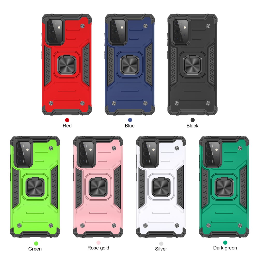 Ring Kickstand with Metal Sheet Detachable TPU PC Cover for Samsung Galaxy A72 5G / 4G - Black-8