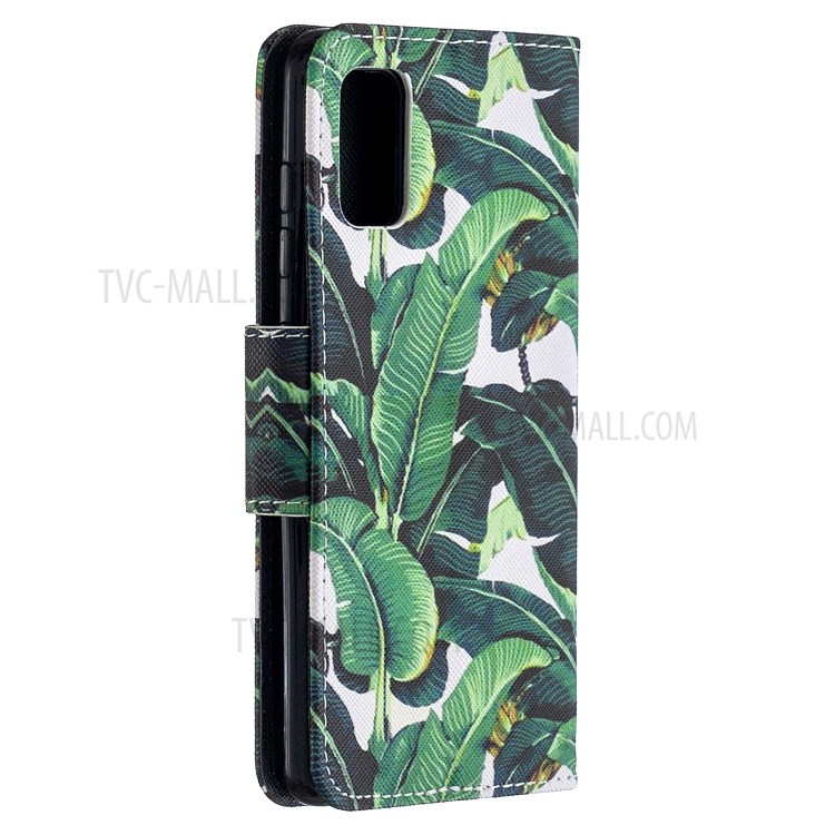 Pattern Printing PU Leather Stand Case Mobile Phone Cover with Strap for Samsung Galaxy A32 5G - Leaf-3