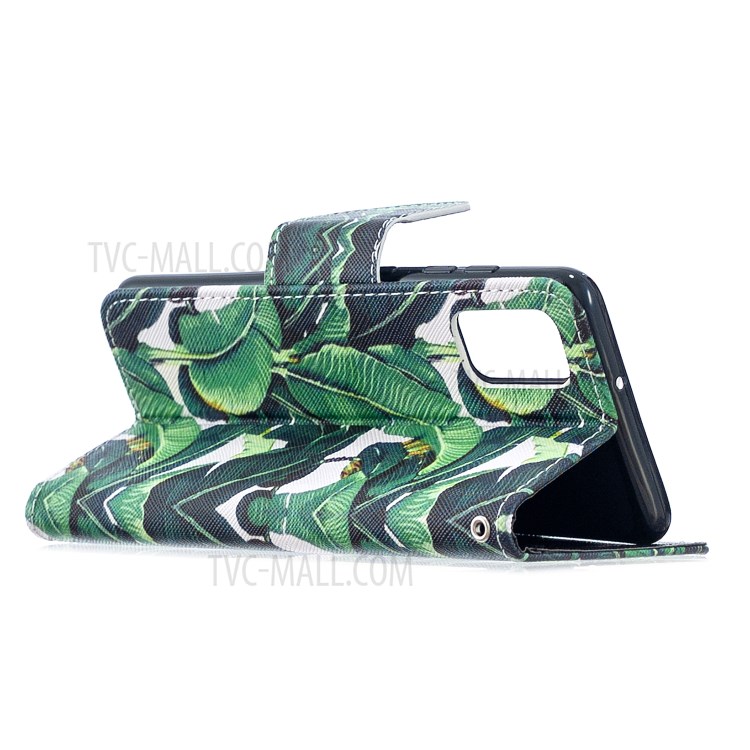 Pattern Printing PU Leather Stand Case Mobile Phone Cover with Strap for Samsung Galaxy A32 5G - Leaf-5