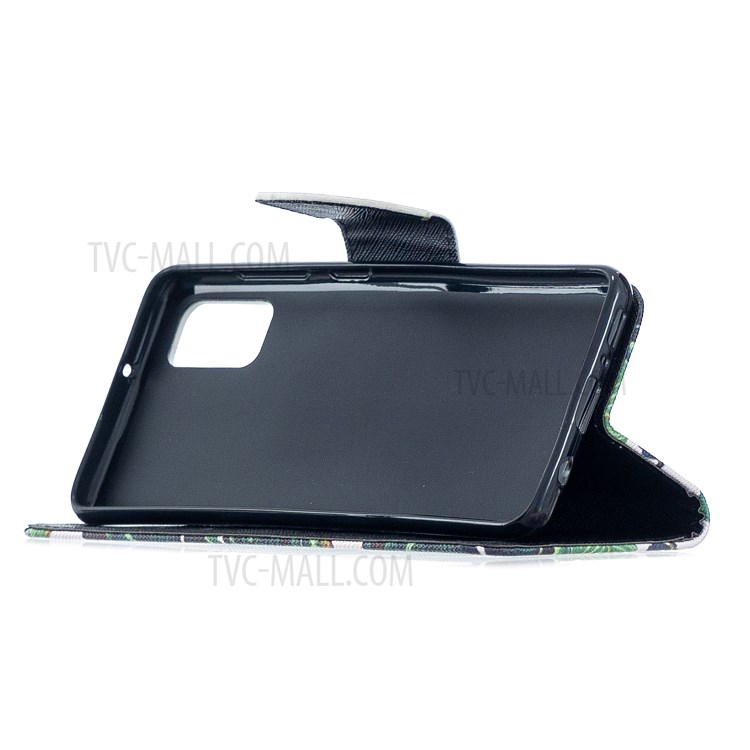 Pattern Printing PU Leather Stand Case Mobile Phone Cover with Strap for Samsung Galaxy A32 5G - Leaf-6