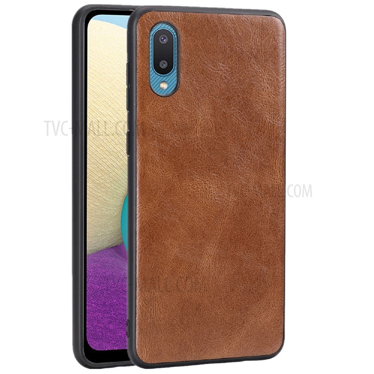 Crazy Horse Texture PU Leather Coated Plastic+TPU Case for Samsung Galaxy A02 / M02 - Brown-1