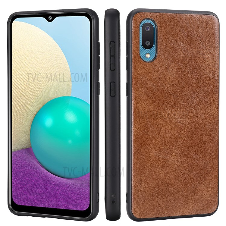 Crazy Horse Texture PU Leather Coated Plastic+TPU Case for Samsung Galaxy A02 / M02 - Brown-7