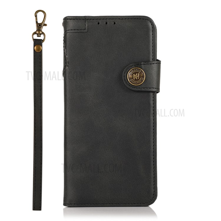 KHAZNEH Shockproof PU Leather Stand Wallet Mobile Phone Cover for Samsung Galaxy S21 Ultra 5G - Black-3