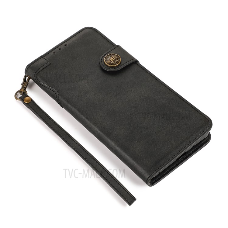 KHAZNEH Shockproof PU Leather Stand Wallet Mobile Phone Cover for Samsung Galaxy S21 Ultra 5G - Black-5