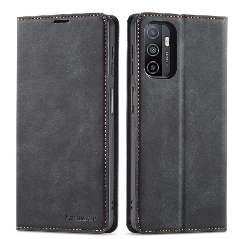 FORWENW Fantasy Series Skin Feeling Leather Case for Samsung Galaxy A32 5G - Black-1
