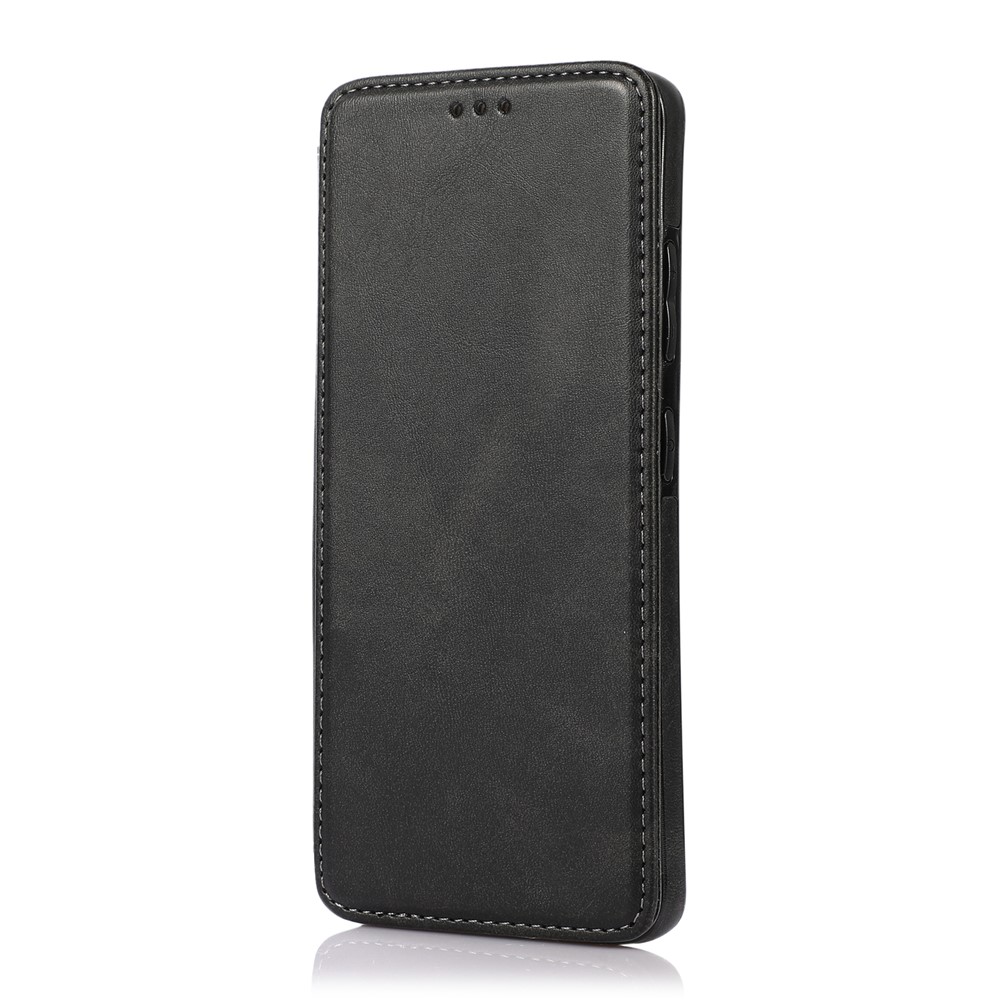 Jazz Series Auto-absorbed Stand Leather Protector Phone Cover with Card Slots for Samsung Galaxy S21 Ultra 5G - Black-6