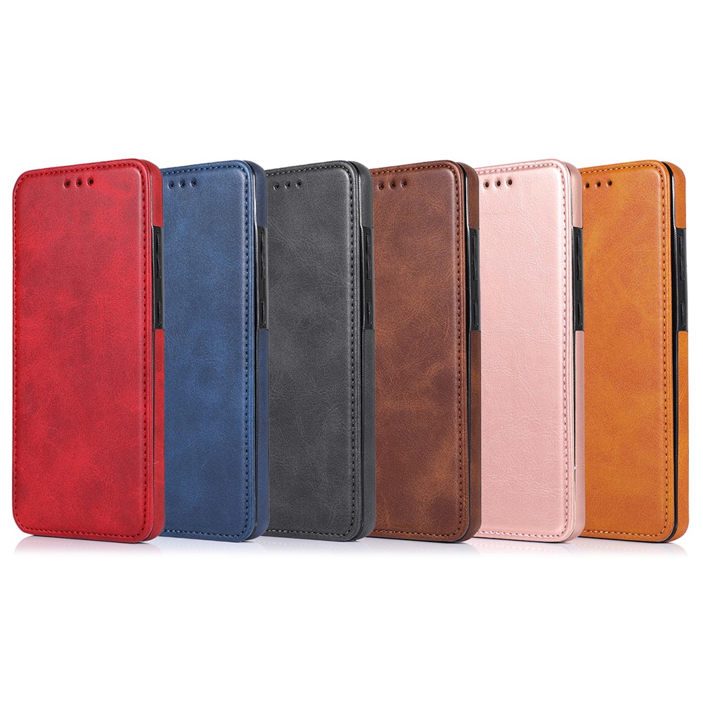 Jazz Series Auto-absorbed Stand Leather Protector Phone Cover with Card Slots for Samsung Galaxy S21 Ultra 5G - Black-7