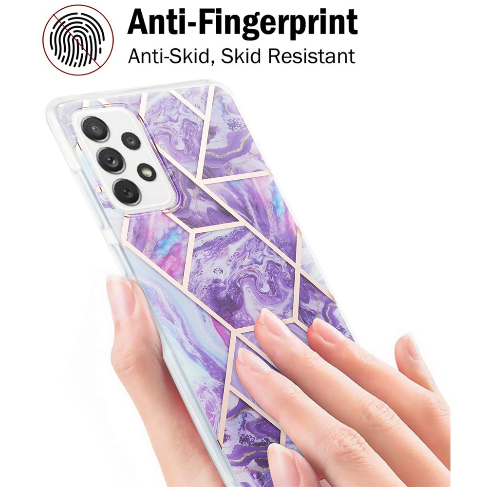 Marble Pattern Protector Plating IMD 2.0mm TPU Phone Shell for Samsung Galaxy A72 5G/4G - Dark Purple-3