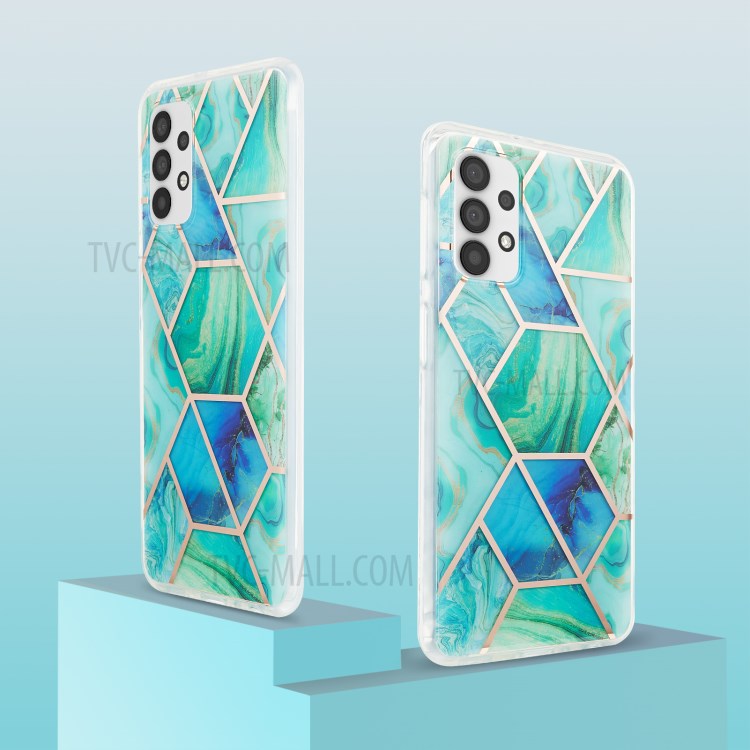 Marble Pattern Electroplating Design IMD 2.0mm TPU Phone Shell for Samsung Galaxy A32 5G - Green-2