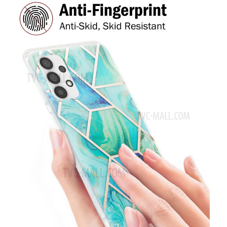 Marble Pattern Electroplating Design IMD 2.0mm TPU Phone Shell for Samsung Galaxy A32 5G - Green-3