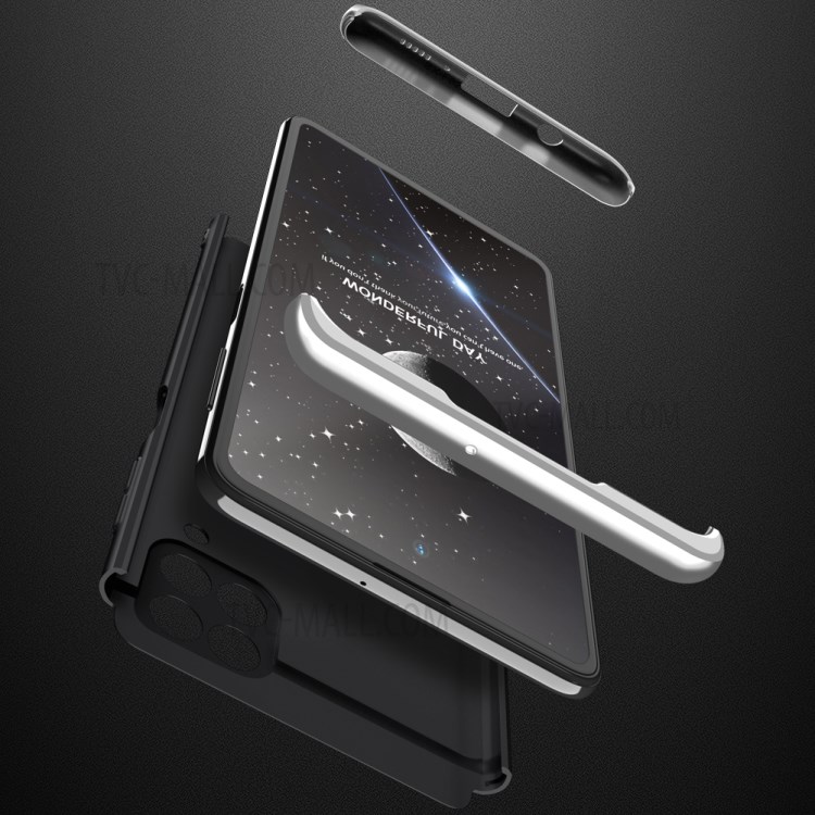 GKK Full Coverage Detachable 3-Piece Matte PC Phone Shell Case for Samsung Galaxy F62/M62 - Black / Silver-4