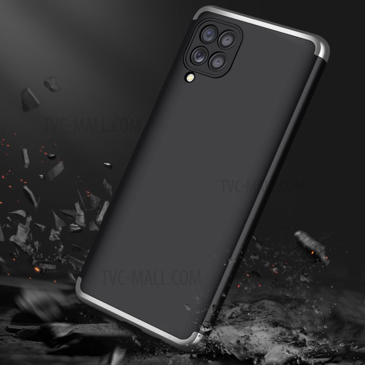 GKK Full Coverage Detachable 3-Piece Matte PC Phone Shell Case for Samsung Galaxy F62/M62 - Black / Silver-7