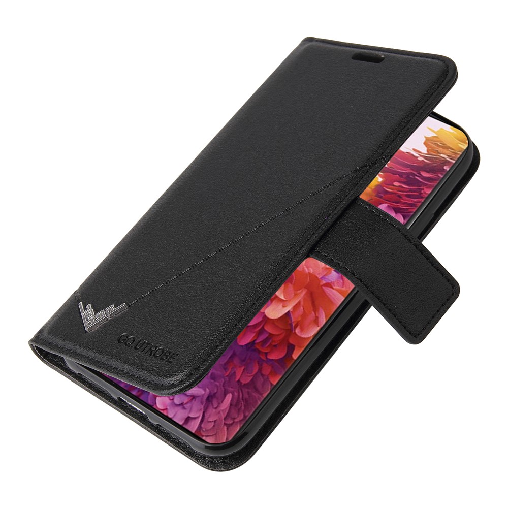 GQ.UTROBE Rectangular Metal Decor Stand Leather Cover for Samsung Galaxy S21 Ultra 5G - Black-4