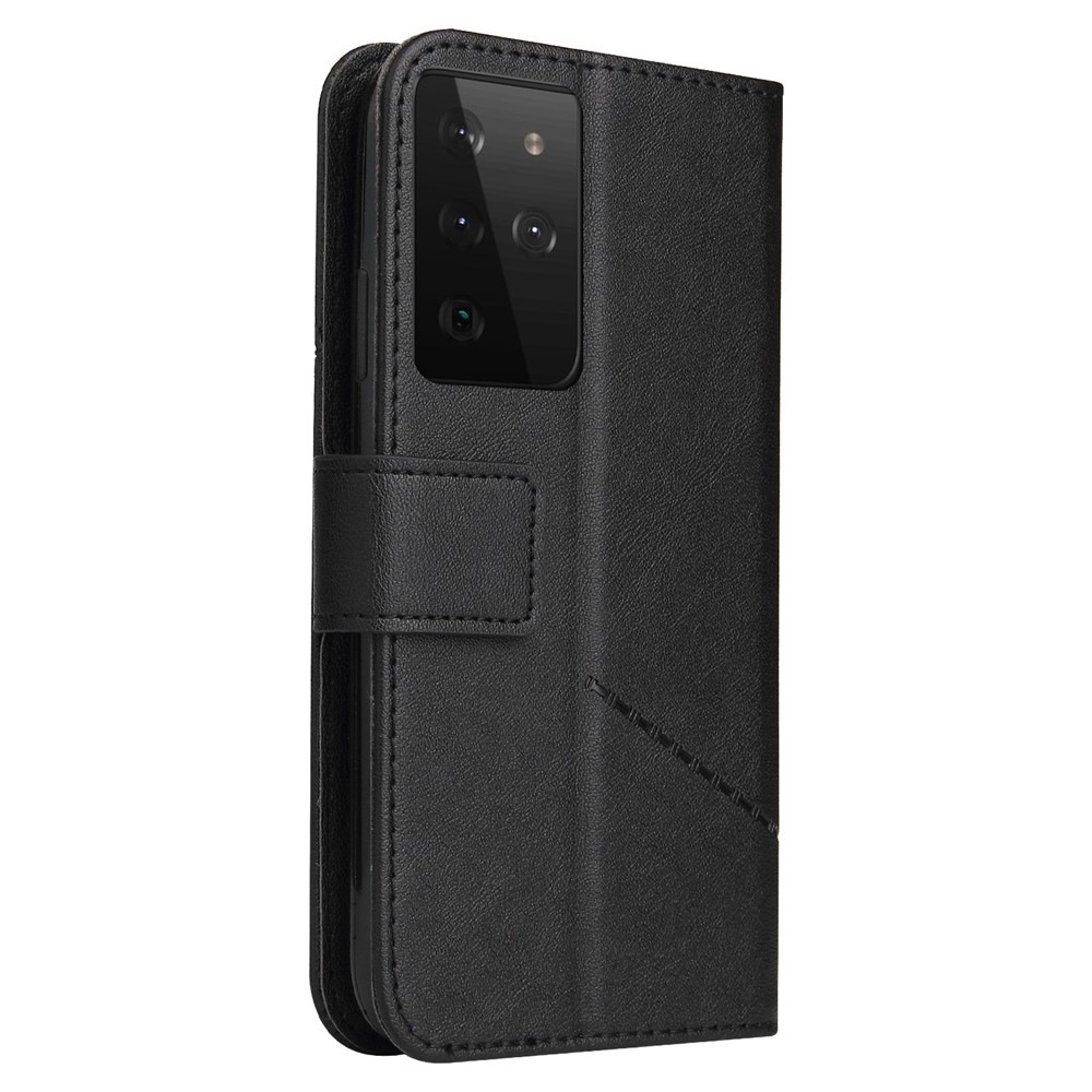 GQ.UTROBE Rectangular Metal Decor Stand Leather Cover for Samsung Galaxy S21 Ultra 5G - Black-7