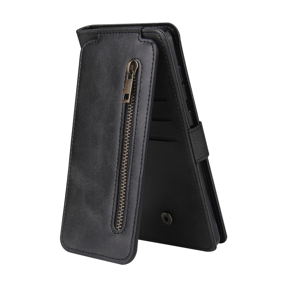 Zipper Pocket 9 Card Slots Leather Wallet Case for Samsung Galaxy S21+ 5G - Black-2