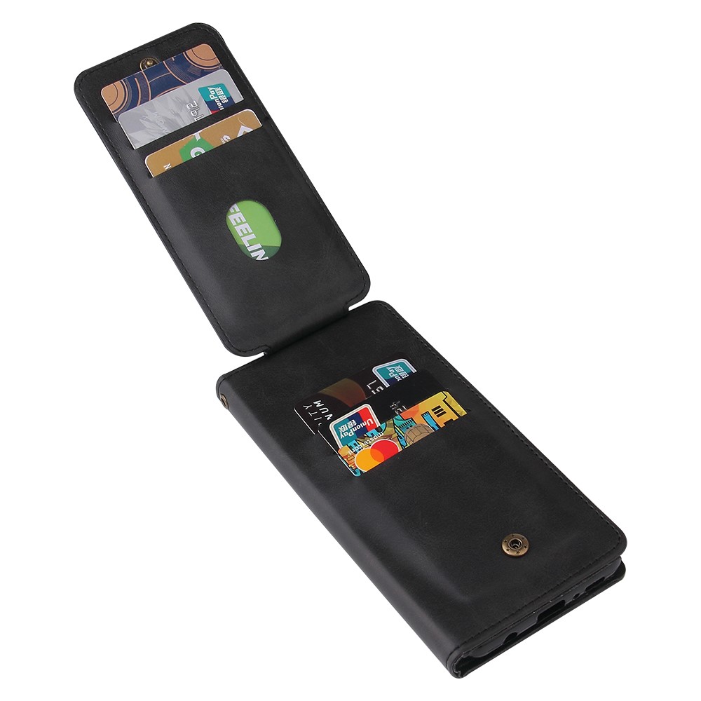 Zipper Pocket 9 Card Slots Leather Wallet Case for Samsung Galaxy S21+ 5G - Black-3