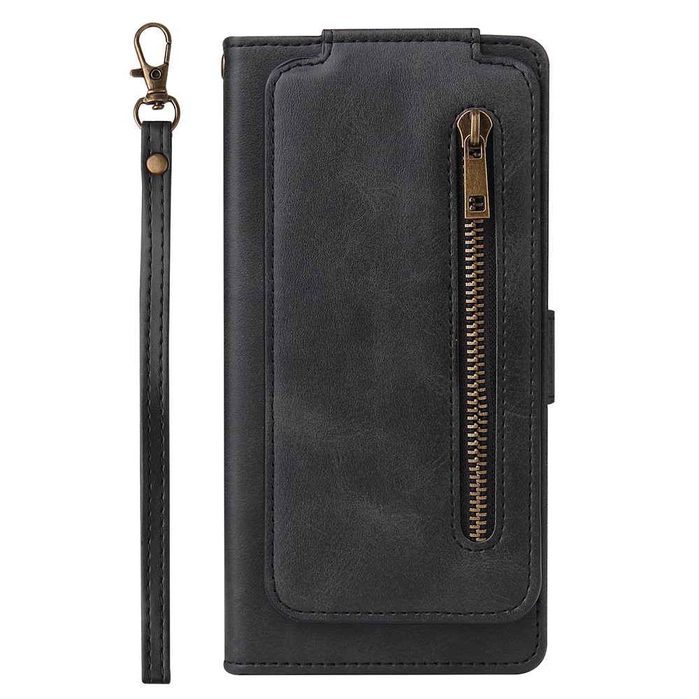 Zipper Pocket 9 Card Slots Leather Wallet Case for Samsung Galaxy S21+ 5G - Black-6