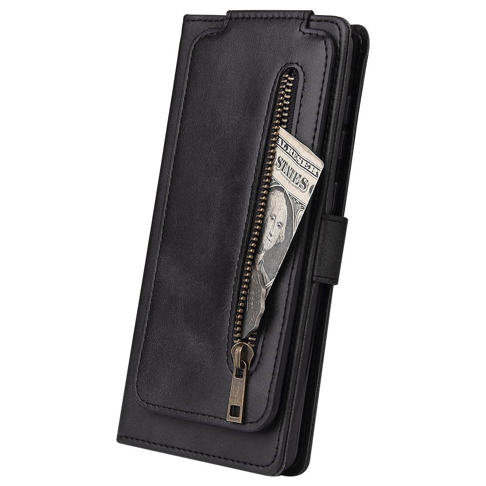 Zipper Pocket 9 Card Slots Leather Wallet Case for Samsung Galaxy S21+ 5G - Black-8