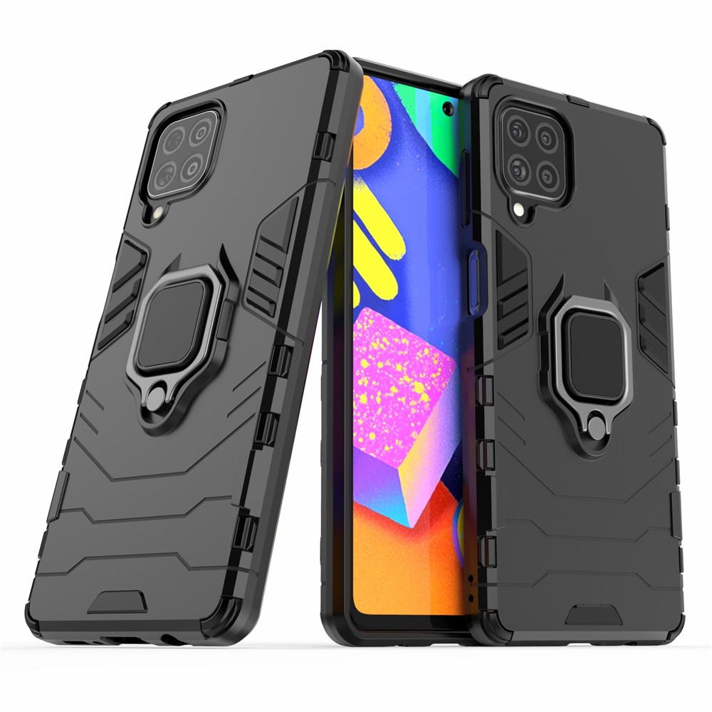 Cool Guard 2-in-1 Ring Holder Kickstand PC TPU Hybrid Case for Samsung Galaxy M62 / Galaxy F62 - Black-2
