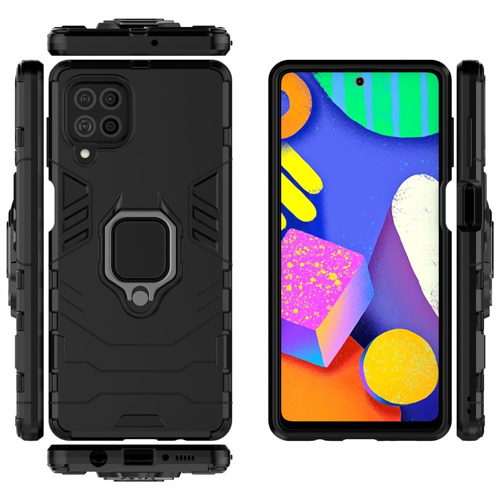 Cool Guard 2-in-1 Ring Holder Kickstand PC TPU Hybrid Case for Samsung Galaxy M62 / Galaxy F62 - Black-3