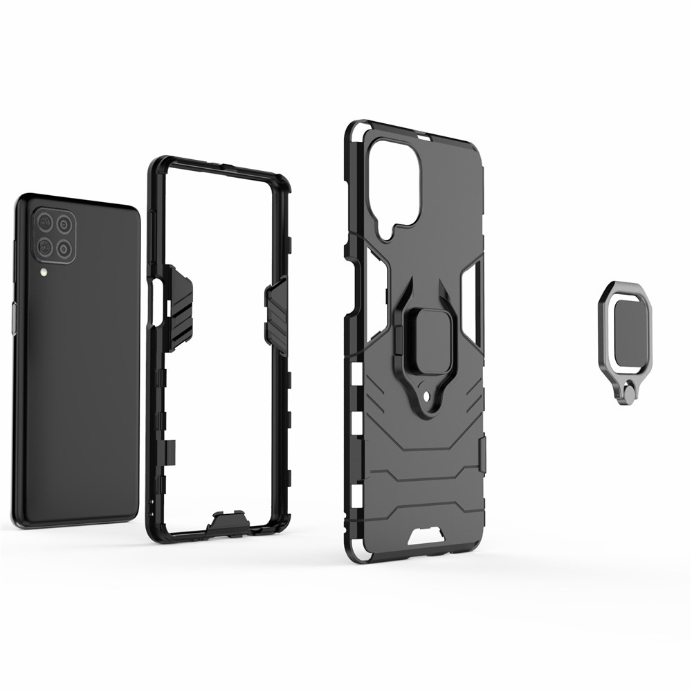Cool Guard 2-in-1 Ring Holder Kickstand PC TPU Hybrid Case for Samsung Galaxy M62 / Galaxy F62 - Black-4