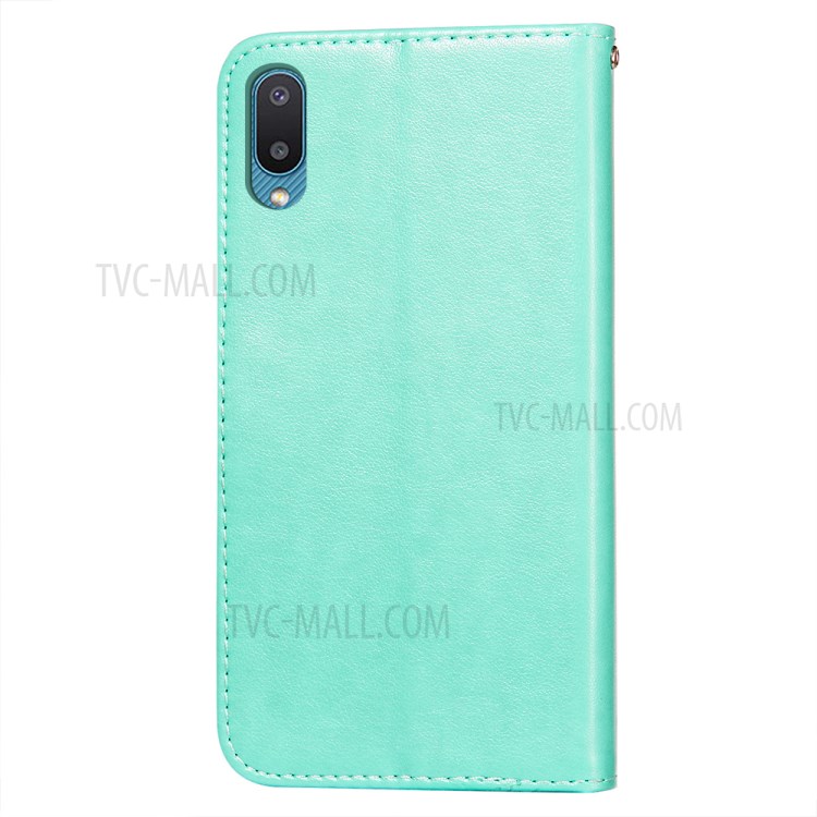 Imprint Mandala Flower Leather Wallet Case Cover for Samsung Galaxy A02/M02 (EU Version) - Green-3