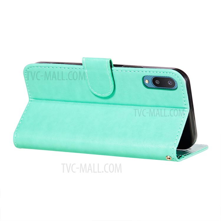 Imprint Mandala Flower Leather Wallet Case Cover for Samsung Galaxy A02/M02 (EU Version) - Green-7