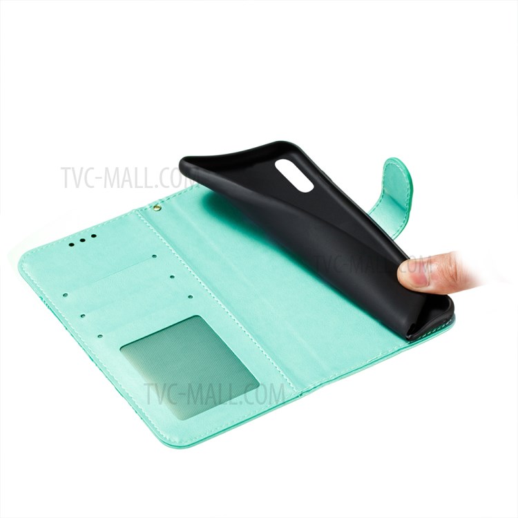 Imprint Mandala Flower Leather Wallet Case Cover for Samsung Galaxy A02/M02 (EU Version) - Green-8