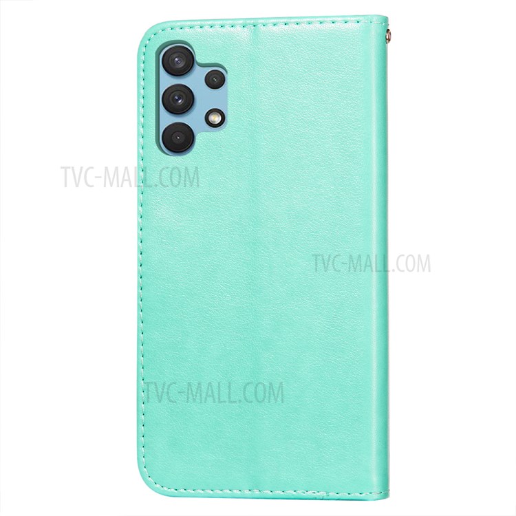Imprint Mandala Flower Leather Wallet Case for Samsung Galaxy A32 4G (EU Version) - Green-3