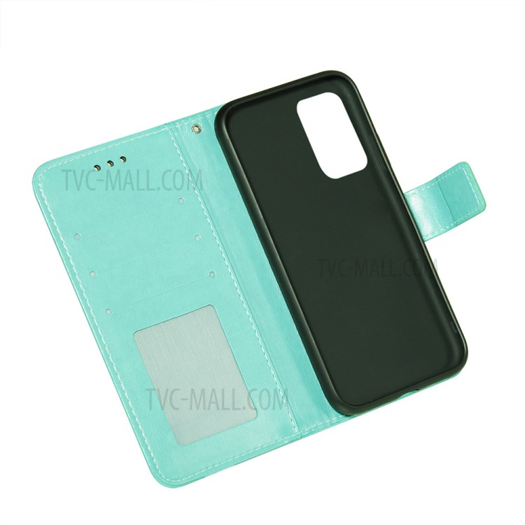 Imprint Mandala Flower Wallet Leather Stand Case for Samsung Galaxy A52 5G/A52 4G - Green-8